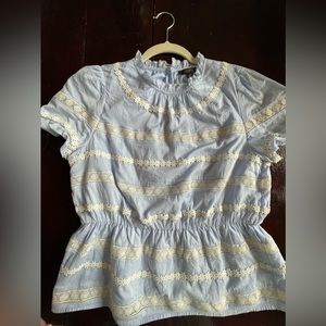 J. Crew Eyelet Stripe Blouse, small